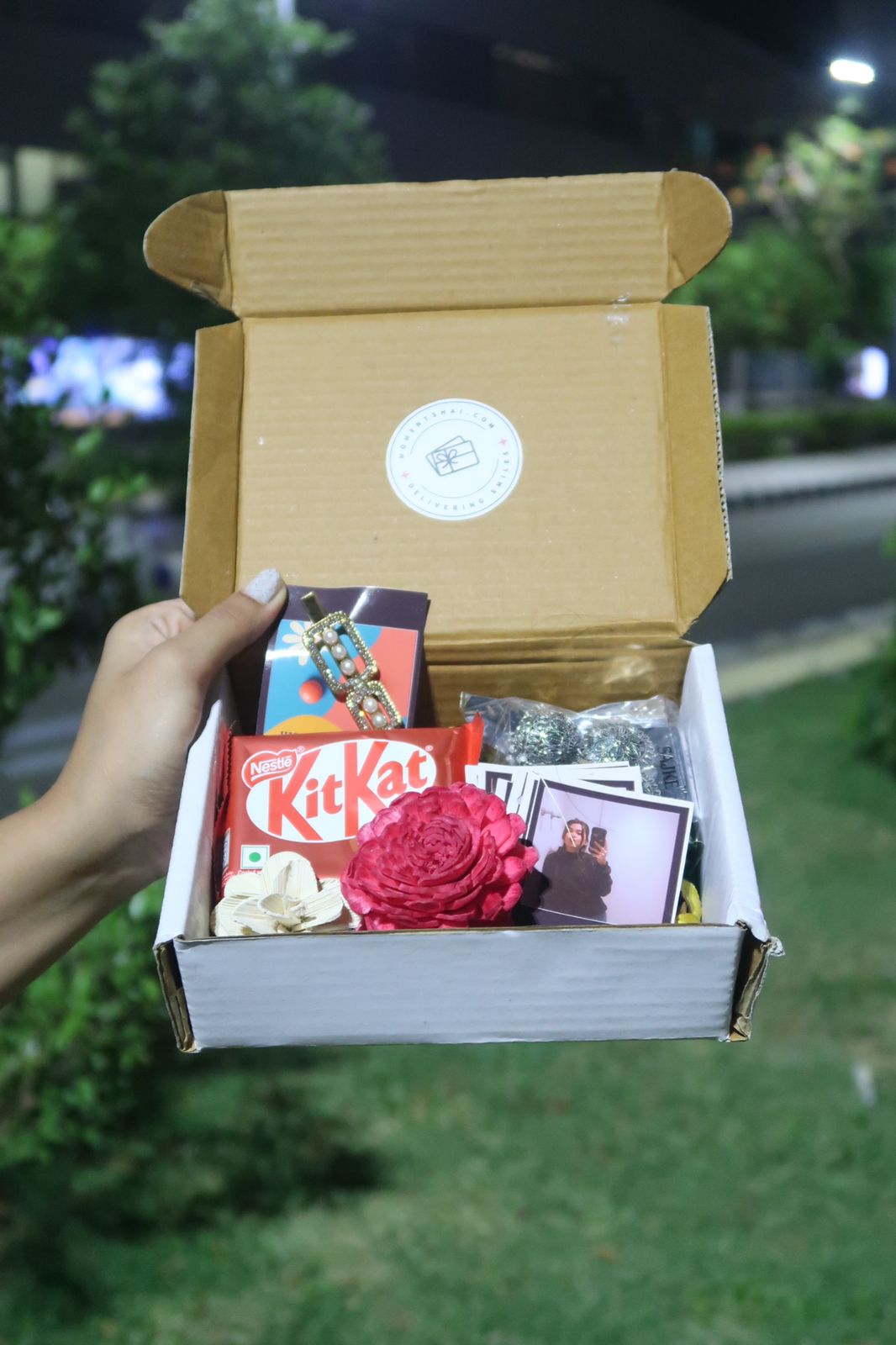 Sweet Moments Gift Hamper for Her – Jhumka, Polaroid, KitKat & More