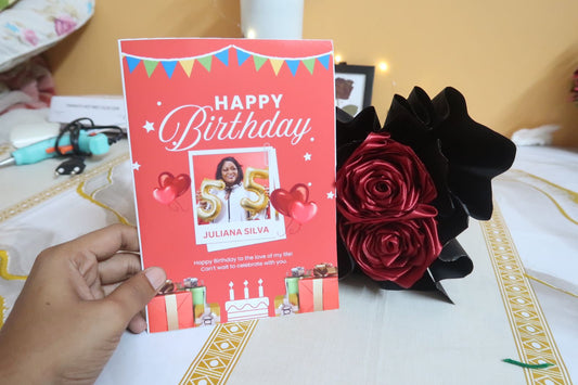 Birthday Card & Preserved Rose – Elegant Gift Set for a Memorable Celebration