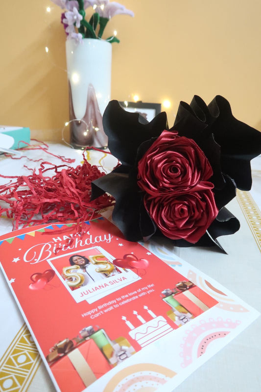 Birthday Card & Preserved Rose – Elegant Gift Set for a Memorable Celebration