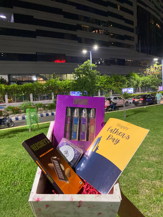 Father’s Day Deluxe Hamper – Card, Chocolates, Perfume & Scented Candle in Premium Packaging